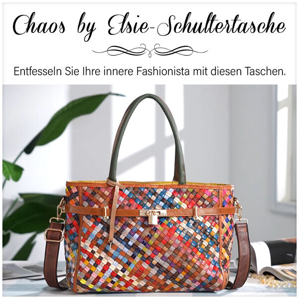 Chaos by Elsie - 100% Echtleder gewebter Tasche mit RFID schutz, 35x24x15 cm, matt image number 8