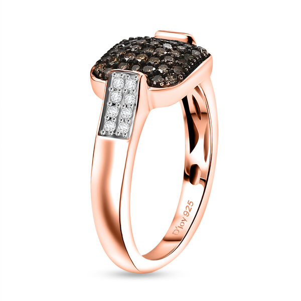 D'Joy Wei&szlig;er Diamant, Nat&uuml;rlicher Champagner Diamant Ring 925 Silber 750 Ros&eacute;gold vermeil (Gr&ouml;&szlig;e 19.00) ca. 0,48 ct image number 4