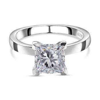 Moissanit Ring, 925 Silber platiniert, (Gr&ouml;&szlig;e 16.00) ca. 1.85 ct