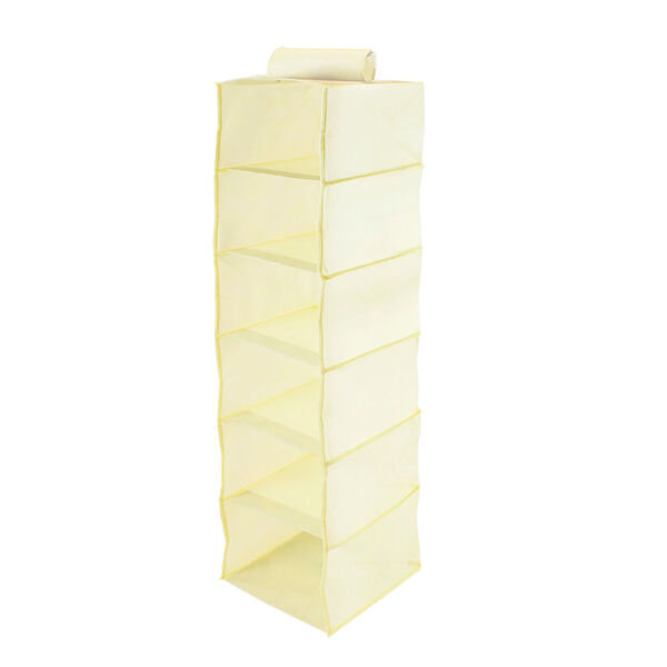 Regal Kleiderschrank Organizer mit 6 Fächern, 120x30x30 cm, Crème image number 3