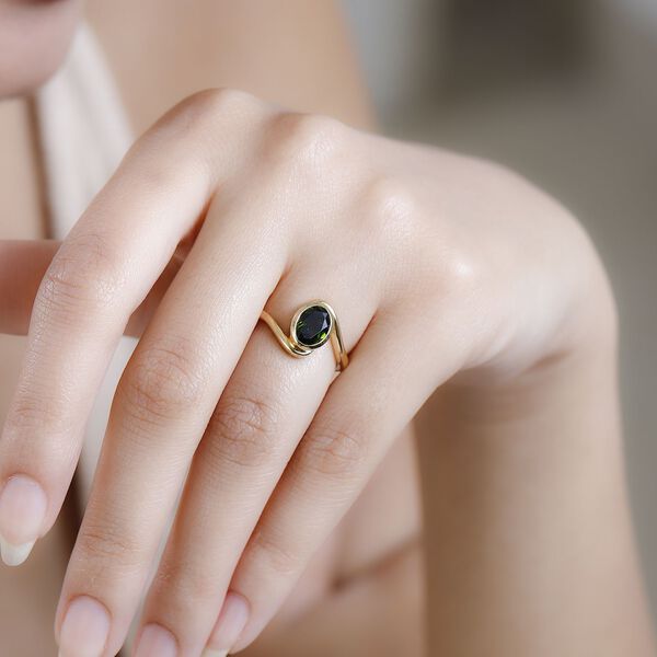 Natürlicher Chromdiopsid Ring, 925 Silber Gelbgold Vermeil, (Größe 21.00) ca. 1.28 ct image number 2