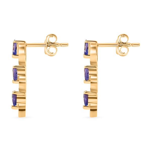 Tansanit Ohrringe 925 Silber vergoldet ca. 0.91 ct image number 4