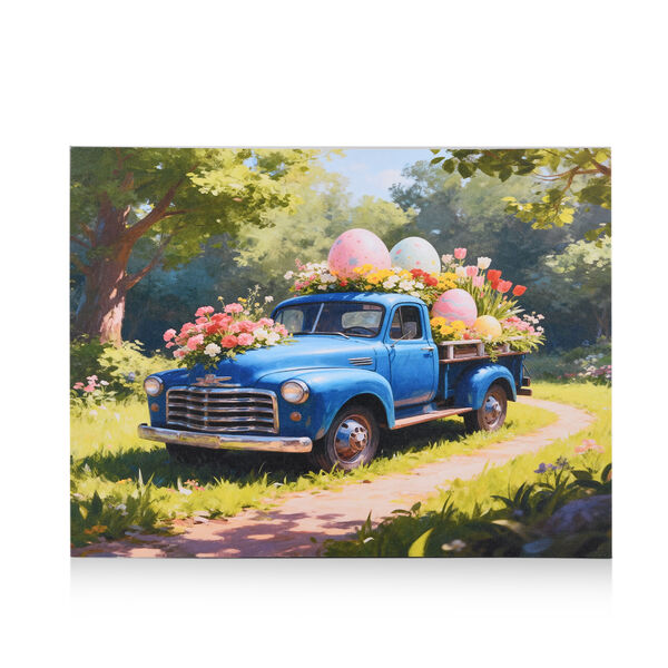 LIVMORE Klassisches Auto Landschaft Motiv LED Wandbild mit Farbwechsel Lichteffekt 30 x 40 cm