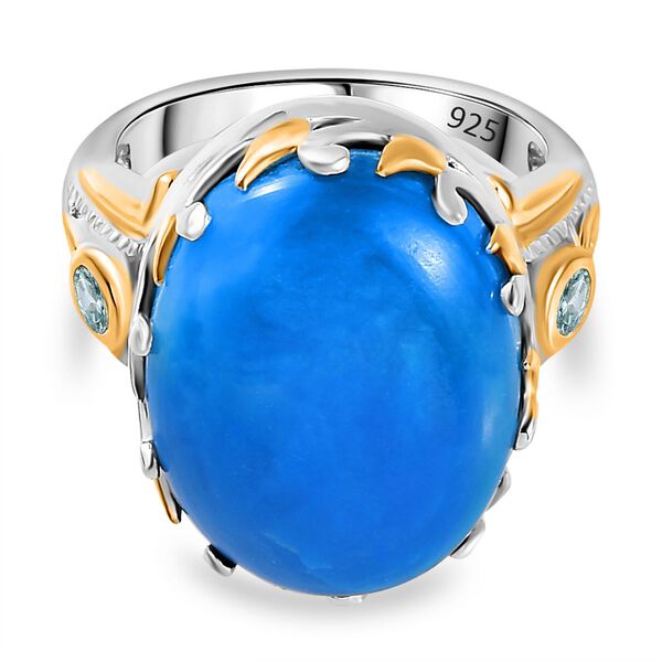 AA Opalina, Schweizer Blautopas Ring, 925 Silber, zweifarbig, (Gr&ouml;&szlig;e 21.00) ca. 13.75 ct