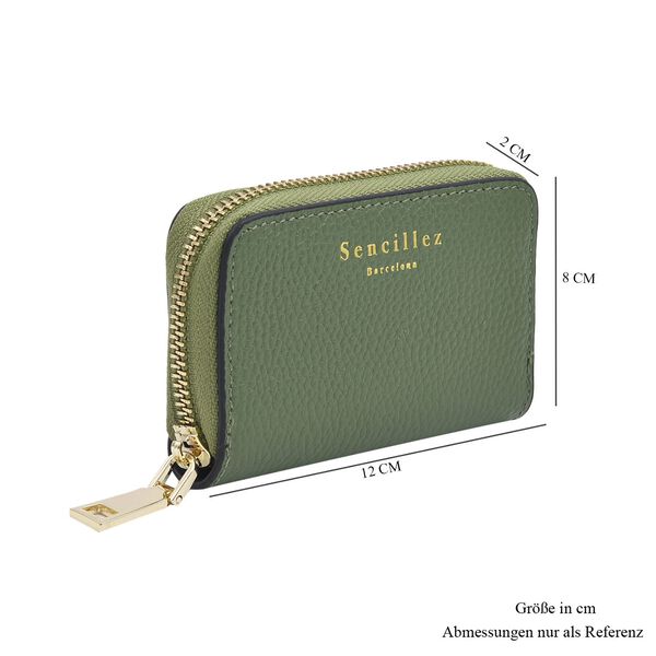 SENCILLEZ Geldb&ouml;rse aus 100% echtem Leder und RFID Schutz, Gr&ouml;&szlig;e 12x2x8 cm, Gr&uuml;n image number 6