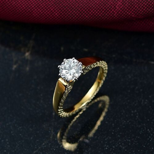 Lab Grown Diamant SI Ring 925 Silber 750 Gelbgold Vermeil (Größe 18.00) ca. 1,00 ct image number 1
