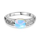 AA Natürlicher, äthiopischer Welo Opal, Moissanit Ring 925 Silber rhodiniert (Größe 18.00) ca. 1,35 ct