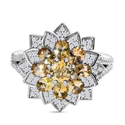 Nat&uuml;rlicher goldener Tansanit Ring 925 Silber platiniert (Gr&ouml;&szlig;e 21.00) ca. 2.58 ct