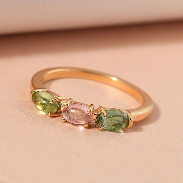 Mehrfach-Turmalin Ring 925 Silber vergoldet  ca. 0,87 ct image number 2