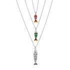 Orange Zirkonia Schmuckset ca. 50 cm + 5 cm Extender, Nickelfreies Messing emailliert