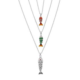 Orange Zirkonia Schmuckset ca. 50 cm + 5 cm Extender, Nickelfreies Messing emailliert