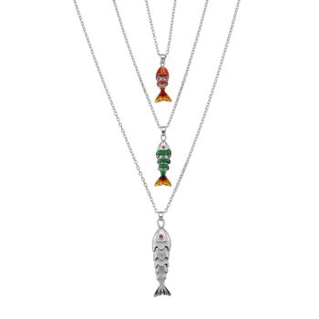 Orange Zirkonia Schmuckset ca. 50 cm + 5 cm Extender, Nickelfreies Messing emailliert