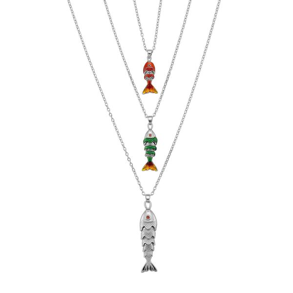 Orange Zirkonia Schmuckset ca. 50 cm + 5 cm Extender, Nickelfreies Messing emailliert image number 0