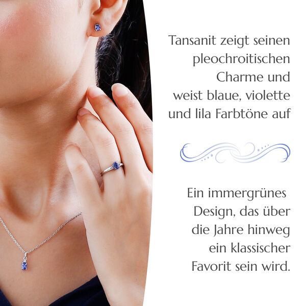 3er-Set AA Tansanit und Zirkon Ring, Ohrringe und Anhänger - 1,85 ct. image number 5