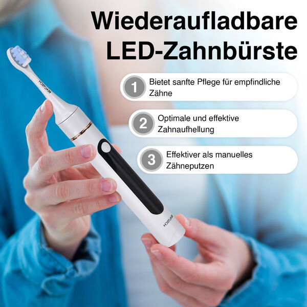 BEAUTECH Zahnbürste mit therapeutischem LED-Licht, 5 Modi und 4 zusätzliche Köpfe, Weiß image number 2
