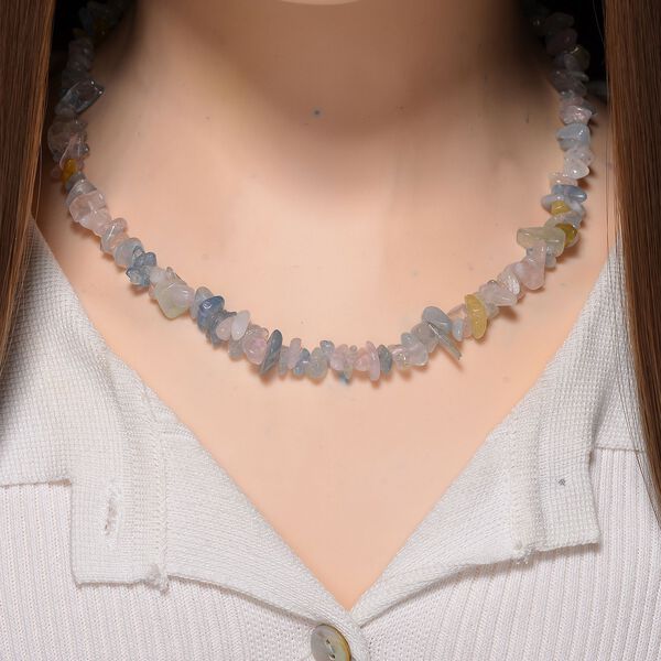 Mehrfarbiger Beryll Halskette, flexibel, Reiner Edelstahl ca. 160.00 ct image number 2