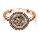 Nat&uuml;rlicher Champagner Diamant Ring 925 Silber Ros&eacute;gold Vermeil (Gr&ouml;&szlig;e 16.00) ca. 1.00 ct