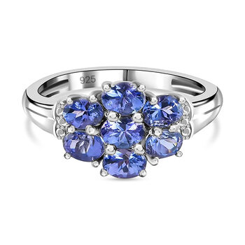 AAA Tansanit-Ring, 925 Silber platiniert (Gr&ouml;&szlig;e 16.00) ca. 1.47 ct