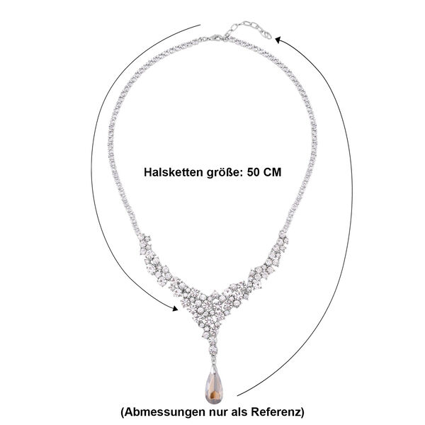 Wei&szlig;e und Champagner Kristall-Halskette, 50 cm - 25 ct. image number 4