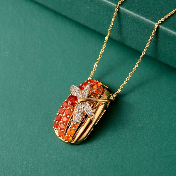 GP Trionfo Kollektion - AAAA Mexikanischer Purpurroter Feuer Opal Anhänger mit Kette, 925 Silber 750 Gelbgold Vermeil ca. 1.48 ct image number 2