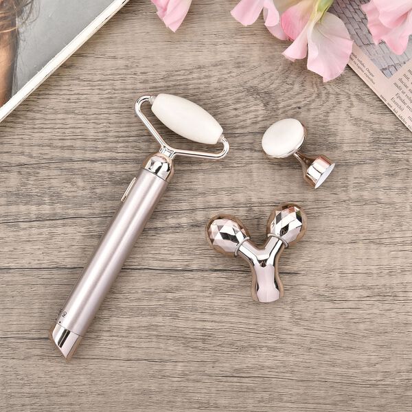 Serpentinenweiß Gesichtsroller-Massagegerät mit Doppelkopf 2 Kugeln zur Hautstraffung und -festigung image number 15