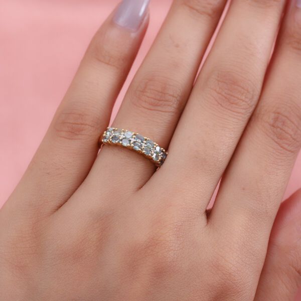 Alexandrit und Zirkon Half Band Ring 925 Silber Gelbgold Vermeil image number 3