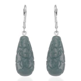 Natürlicher Olmek Jadeit Ohrringe 925 Silber rhodiniert ca. 55,00 ct.