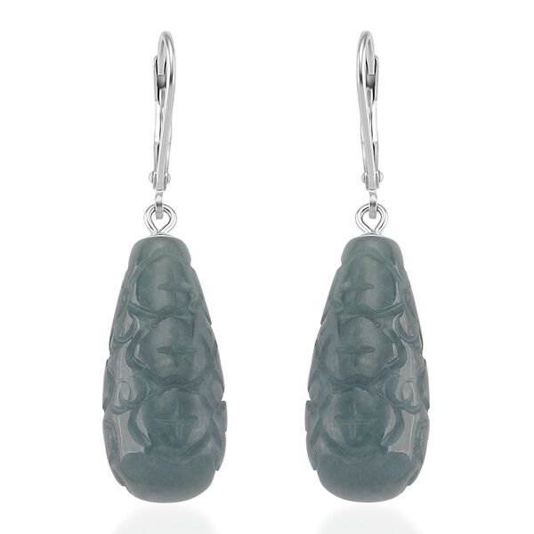 EXTREM SELTEN - Nat&uuml;rlicher Olmek Jadeit Ohrringe 925 Silber rhodiniert ca. 55.00 ct image number 0