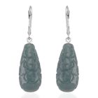 Natürlicher Olmek Jadeit Ohrringe 925 Silber rhodiniert ca. 55,00 ct.