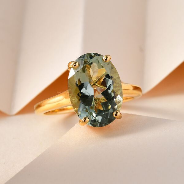 Prasiolith Ring, 925 Silber vergoldet (Gr&ouml;&szlig;e 18.00) ca. 5,54 ct image number 2