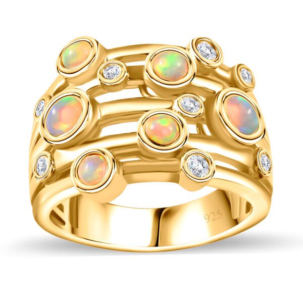 AA natürlicher, äthiopischer Welo Opal und Zirkon-Ring - 0,93 ct. image number 5
