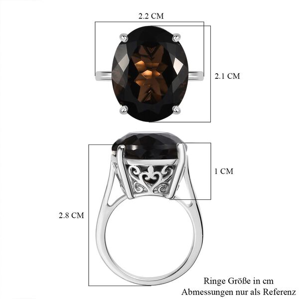 Rauchquarz Ring, 925 Silber platiniert (Größe 17.00) ca. 15,00 ct image number 7