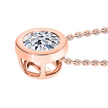 LUXURIANT VS-EF Labor Diamant Anh&auml;nger mit 50cm Kette, 925 Silber Ros&eacute;gold Vermeil- 0,25 ct.