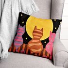 Komplett  besticktes Kissenbezug in 100% Baumwolle, 43x43 cm, Trio Katzen, rosa