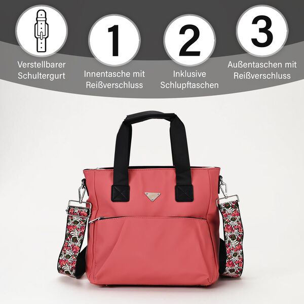 Praktischer Shopper mit verstellbarem Riemen, Korallfarben image number 4