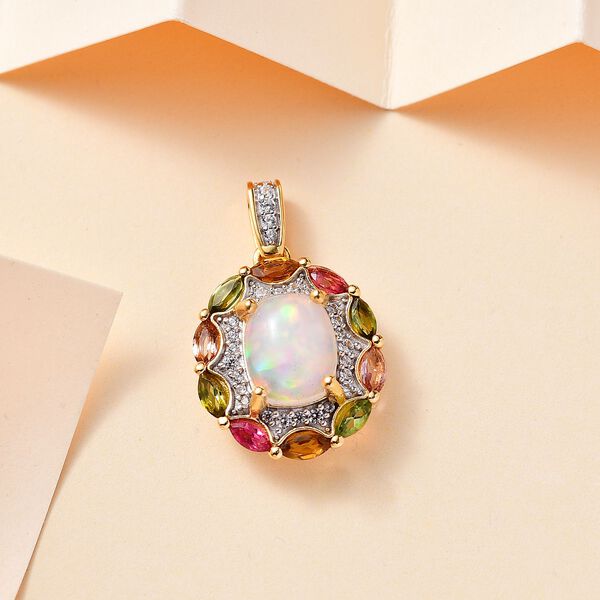 AA Natürlicher, äthiopischer Welo Opal, Multi-Turmalin und Zirkon Anhänger - 2,49 ct. image number 2