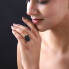 Schwarzer Saphir Ring, 925 Silber Gelbgold Vermeil (Größe 21.00) ca. 2.10 ct image number 2