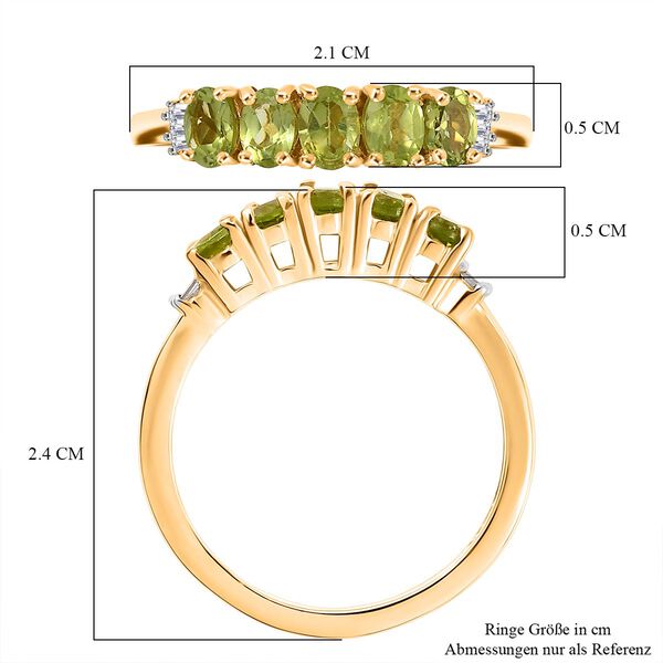 Peridot, Wei&szlig;er Diamant Ring 925 Silber vergoldet (Gr&ouml;&szlig;e 17.00) ca. 0,95 ct image number 7