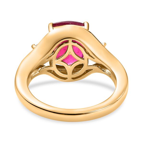 Afrikanischer Rubin (Fissure gefüllt), Weißer Zirkon Ring, 925 Silber Gelbgold Vermeil (Größe 18.00) ca. 4.78 ct image number 6