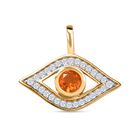 AA Salamanca Feueropal, Weißer Zirkon Anhänger 925 Silber Gelbgold Vermeil ca. 0.70 ct