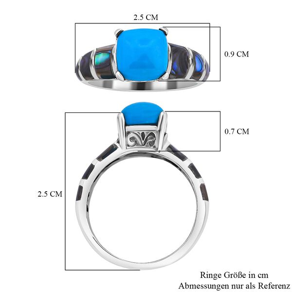 Royal Bali -Amerikanischer, natürlicher Sleeping Beauty Türkis, Abalone Muschel Ringe 925 Silber (Größe 18.00) ca. 3.34 ct image number 5