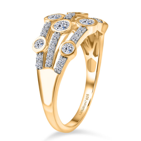 LUXURIANT SGL zertifizierter SI-GH Labor Diamant Ring, 925 Silber 750 Gelbgold Vermeil - 1 ct. image number 4
