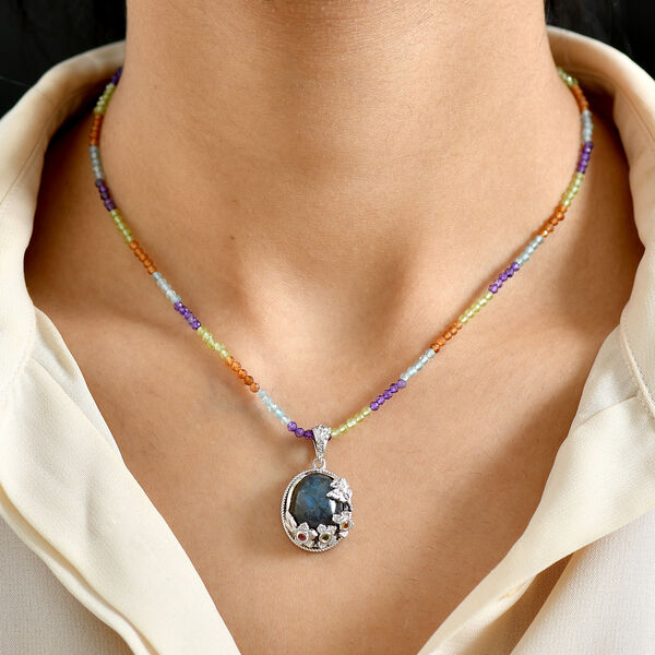 EVER TRUE AAA Labradorit, Mehrfarbig-Turmalin Schmuckset ca. 45 cm ca. 27.93 ct image number 3