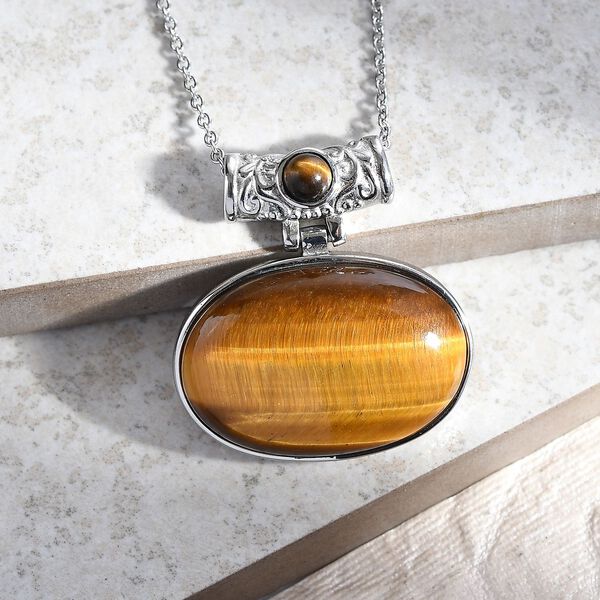 Tigerauge Schmuckset Edelstahl ca. 80.50 ct image number 2