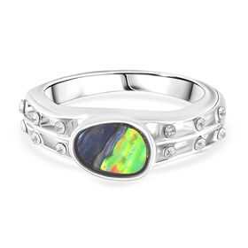 J Francis gefertigt mit SWAROVSKI- Abalone Muschel und weißer Kristall Ring in Silberton