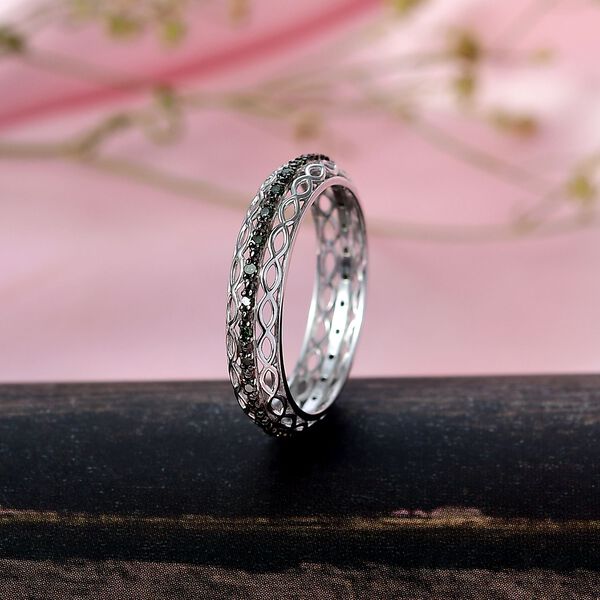 D'Joy grüner Diamant Ring, 925 Silber rhodiniert - 0,15 ct. image number 1