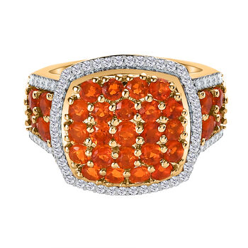 Salamanca Feueropal Ring, 925 Silber vergoldet (Gr&ouml;&szlig;e 20.00), ca. 1.64 ct