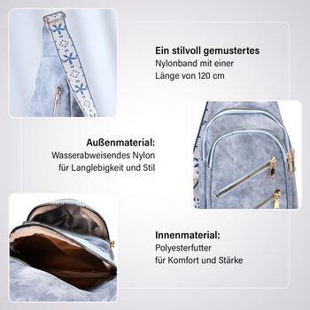 Rucksack aus Nylon mit RFID-Schutz, 19x8x32 cm, Blau