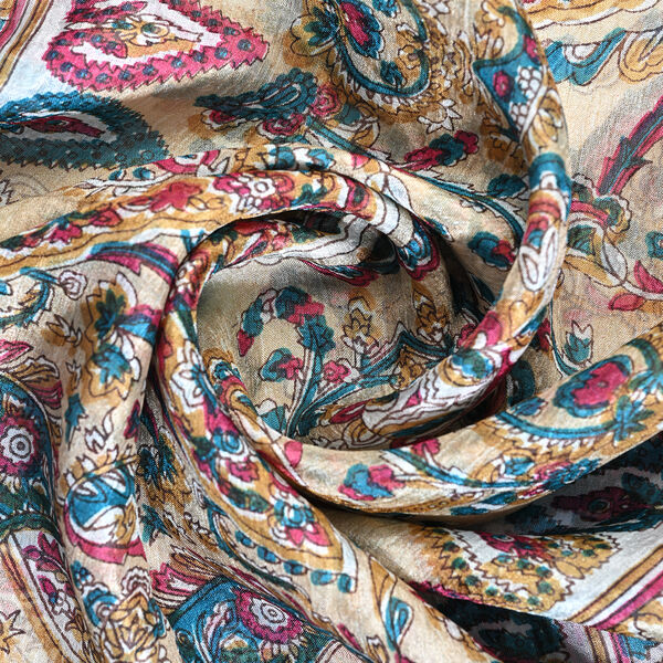 LA MAREY Seidenschal mit Paisley Design, 100% Seide, 49 x 160 cm, T&uuml;rkis image number 2