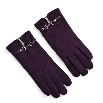 Kaschmir-Handschuhe mit Touchscreen-Funktion, Karomuster, Onesize, Violett